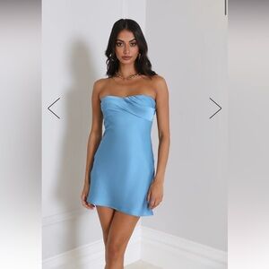 Satin Mini Dress Blue